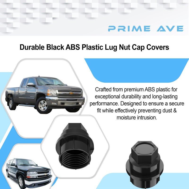 Prime Ave Black Wheel Nut Cap Covers - Compatible Replacement for Cadillac, Chevrolet, GMC Durable Lugnut Caps Cover for Trucks SUV | OEM Part# 15646250 (6 Pack) - Image 3